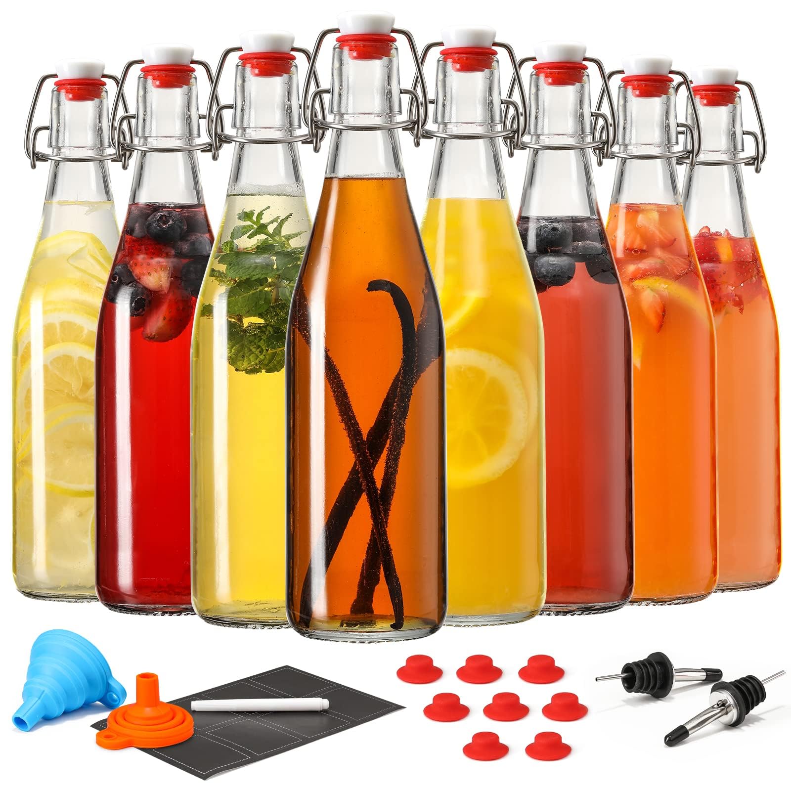 Amazon.com: 8 Set 16 OZ Swing Top Glass Bottles - Flip Top Beer